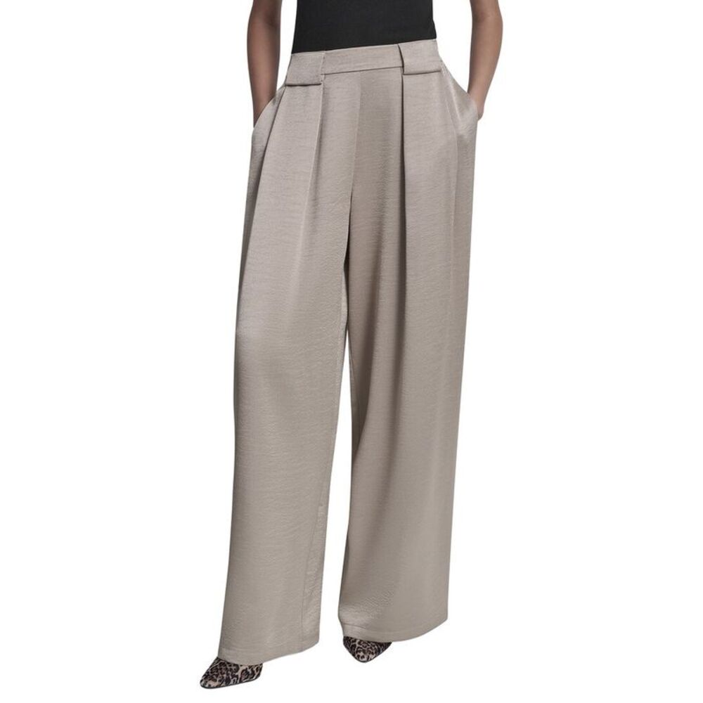 Dkny Womens  Pleated Wide Leg Pant, Purple